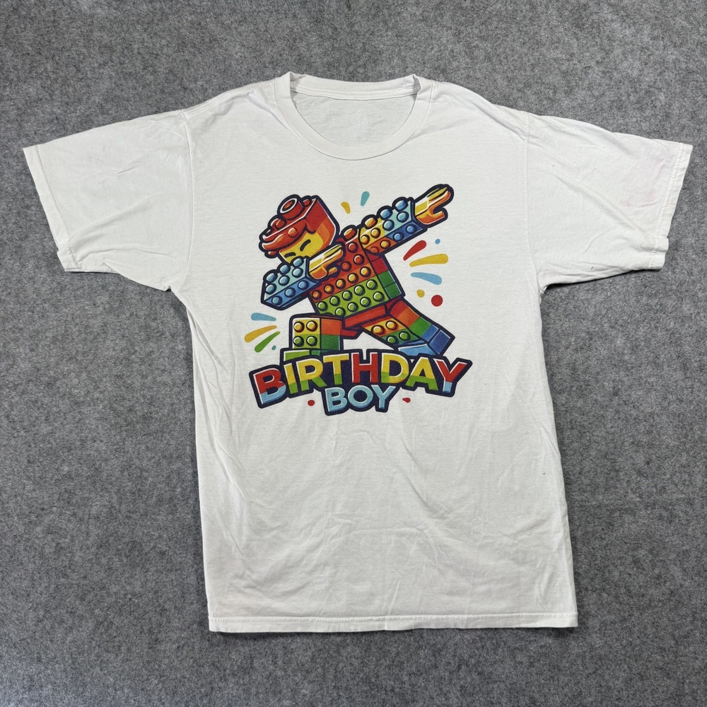 Unbranded Birthday Boy Graphic T-Shirt Medium White‎ Dabbing Block Figure Pop It